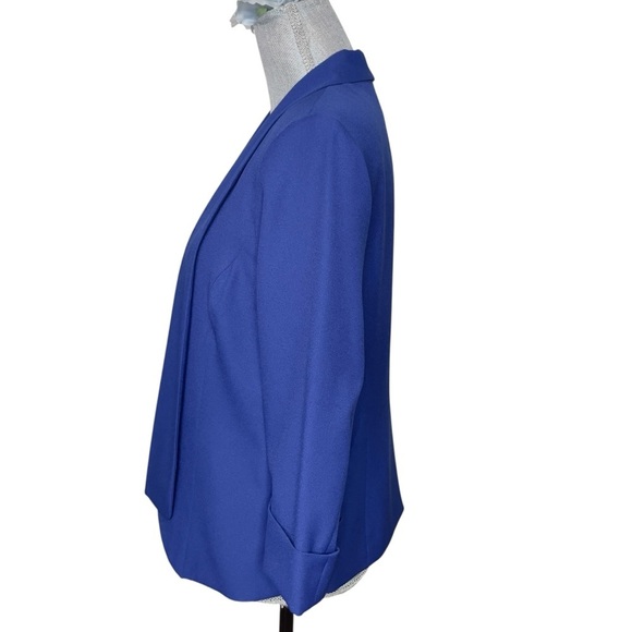 Kasper Royal Blue Cuffed sleeve Shawl collar, open front blazer size 10 - Picture 3 of 12